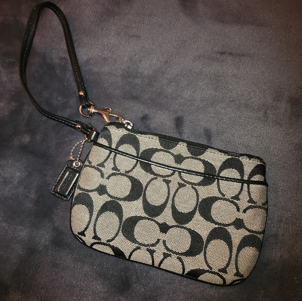 Black and Gray Coach Wristlet